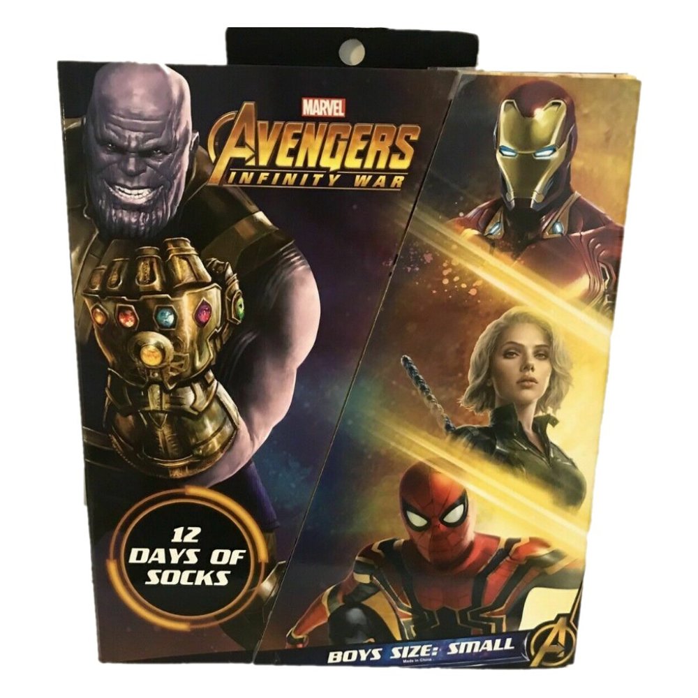 12 DAYS OF SOCKS Boys Size SMALL AVENGERS Thanos